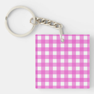 Pink gingham keychain