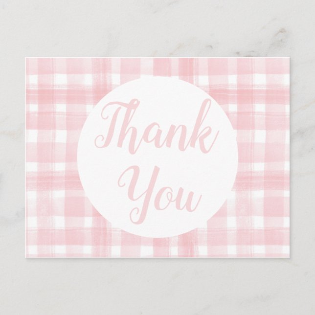 Pink Gingham Laurel Crest postcards (Front)