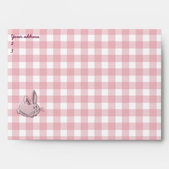 pink gingham mail envelopes (Front)