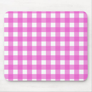 Pink gingham mouse pad