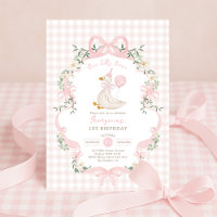Pink Gingham One Silly Goose Balloon Girl Birthday