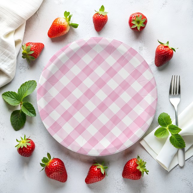 Pink Gingham Paper Plate (Creator Uploaded)