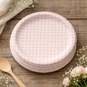Pink Gingham Paper Plates