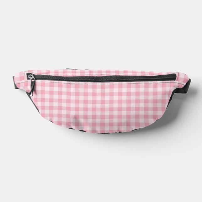 Pink Gingham Pattern Girly Check Plaid Chequered Fanny Pack (Lay Down)