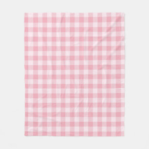 Pink Gingham Pattern Girly Check Plaid Chequered Fleece Blanket