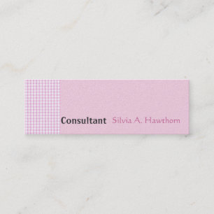 Pink Gingham Pattern Quote Space Minimal Vintage Mini Business Card
