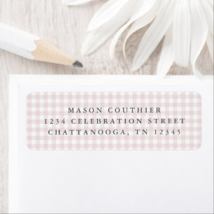 Pink Gingham Pattern Return Address