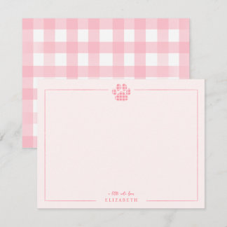Pink Gingham Paw Print Baby Kids Personalized Card