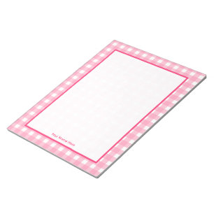 Pink Gingham Personalized Notepad