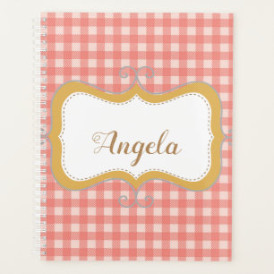 Pink Gingham Personalized Planner