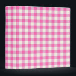 Pink Gingham Plaid Cottagecore Binder<br><div class="desc">Modern spring picnic trend,  with gingham plaid tartan pattern in hot pink and white colours.</div>