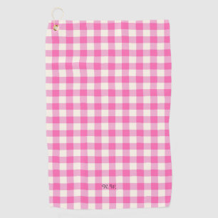 Pink Gingham Plaid Cottagecore Golf Towel