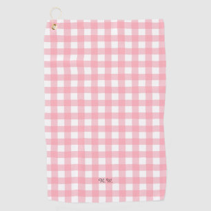 Pink Gingham Plaid Cottagecore Golf Towel