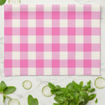 Pink Gingham Plaid Cottagecore Kitchen Towel<br><div class="desc">Modern spring picnic trend,  with gingham plaid tartan pattern in hot pink and white colours.</div>