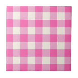 Pink Gingham Plaid Cottagecore Tile
