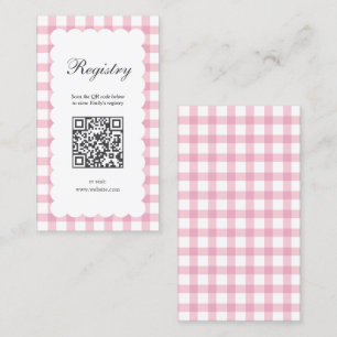 Pink Gingham Plaid Girl Baby Shower Registry Enclosure Card