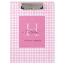 Pink Gingham Plaid Pattern Cute  Personalized