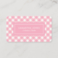 Pink Gingham Plaid Substitute Teacher Contact Info