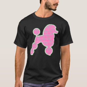 Pink Gingham Poodle with Pom Poms     T-Shirt