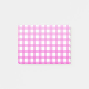 Pink gingham post-it notes
