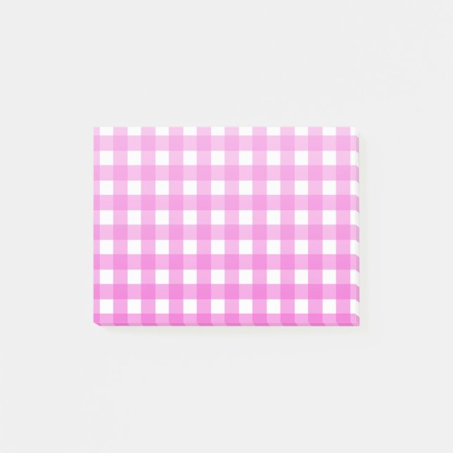 Pink gingham post-it notes (Front)