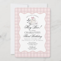 Pink Gingham Preppy Ghost Hey Boo Birthday