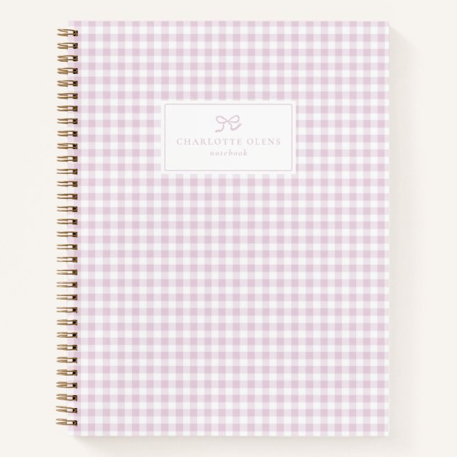 Pink Gingham, Preppy & Pastel Aesthetic Notebook (Front)