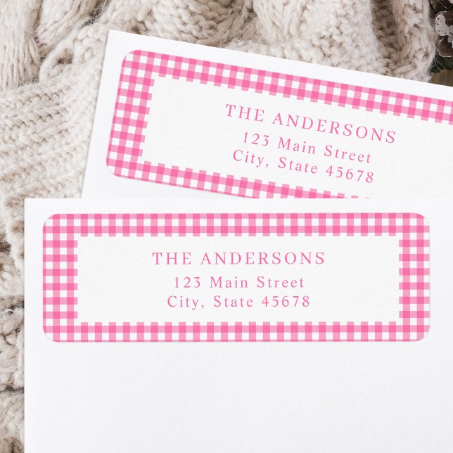 Pink Gingham Return Address (Créateur téléchargé)