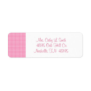 Pink Gingham Return Address Labels