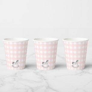 Pink Gingham Rocking Horse Paper cup