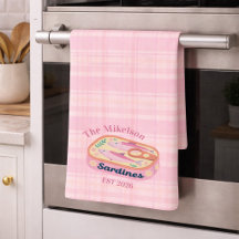 Pink Gingham Sardines Custom Family Name
