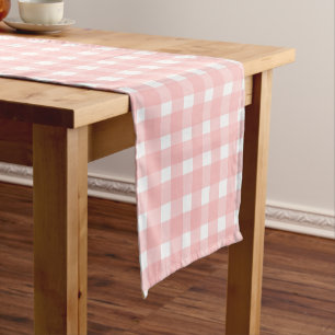 Pink Gingham Short Table Runner
