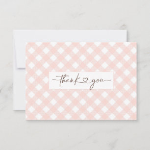 Pink Gingham shower thank you card