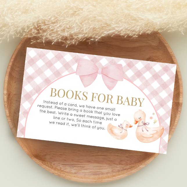 Pink Gingham Silly Goose Shower Books for Baby Enclosure Card (Silly Goose Baby Shower Books for Baby)