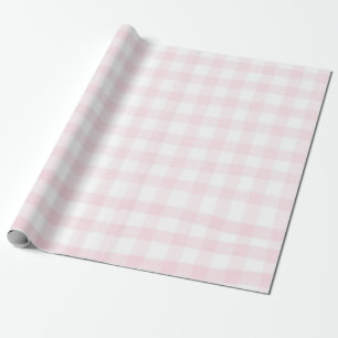Pink gingham simple small checks plaid wrapping paper