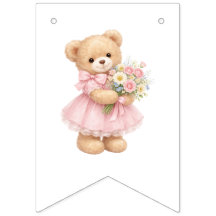 Pink Gingham Teddy Bear Happy Birthday