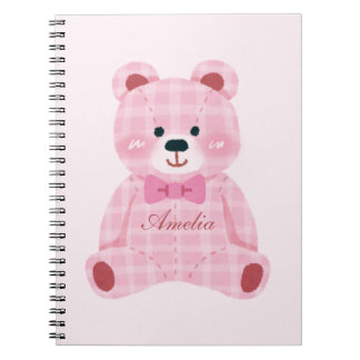Pink Gingham Teddy Notebook