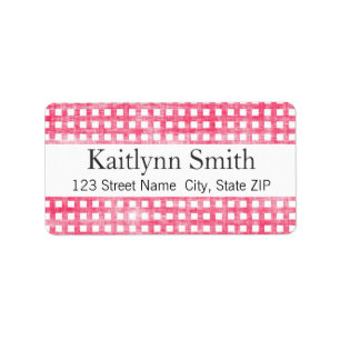 Pink Gingham Textured Label