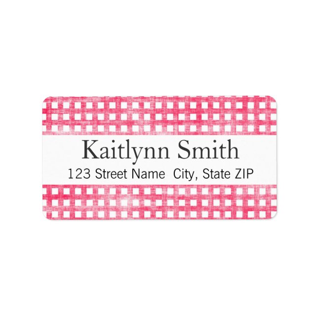 Pink Gingham Textured Label (Front)