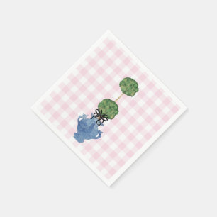 Pink Gingham Topiary Ginger Jar Paper Guest Towels Napkin