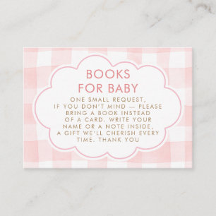 Pink Gingham Wavy Frame Books For Baby Request Enclosure Card