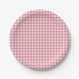 Pink Gingham Western Party Paper Plate