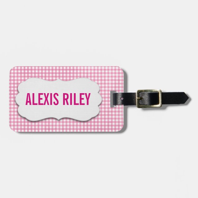 pink gingham with beveled tag (Front Horizontal)