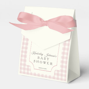 Pink Gingham with Bow Baby Shower Favor Box