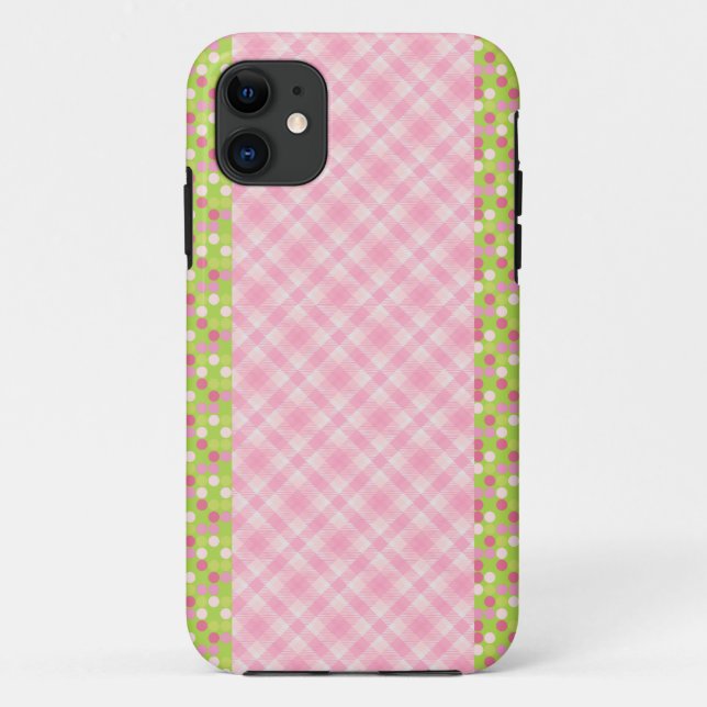 Pink Ginham and Dots Case-Mate iPhone Case (Back)