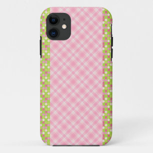 Pink Ginham and Dots iPhone 11 Case