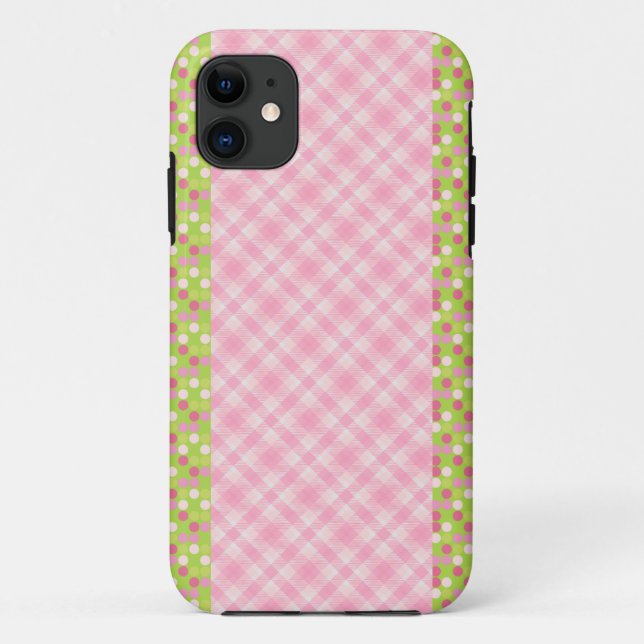 Pink Ginham and Dots Case-Mate iPhone Case (Back)
