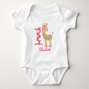 Pink Giraffe 1st First Birthday Custom Shirt