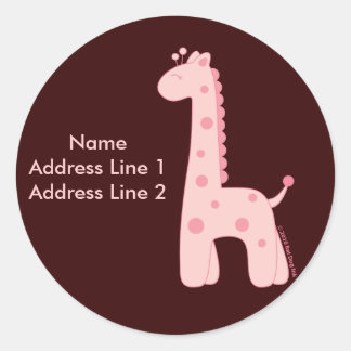 Pink Giraffe Address Label