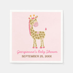 Pink Giraffe Customized Baby Shower Napkin